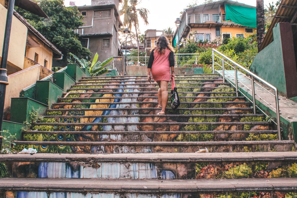 Colourful staircases in Fontainhas Goa - the old Latin quarters of Goa