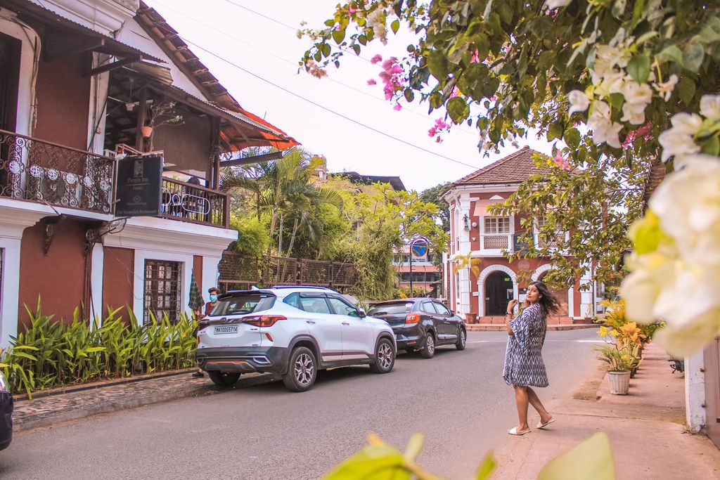 Panjim Inn and Gitanjali Art Gallery in Fontainhas - Old Latin Quarters of Goa