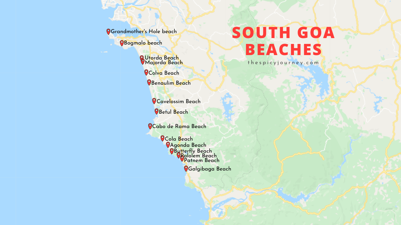 Map of South Goa Beaches