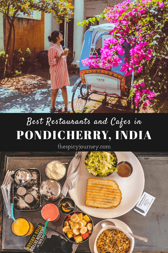 Pinterest graphic for Pondicherry cafes and best restaurants in Pondicherry