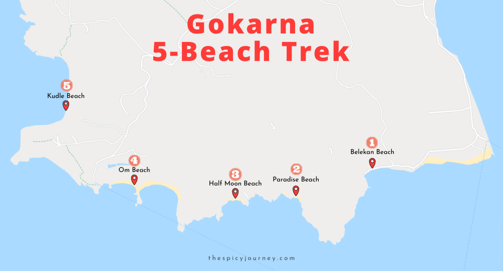 Gokarna beach trek map