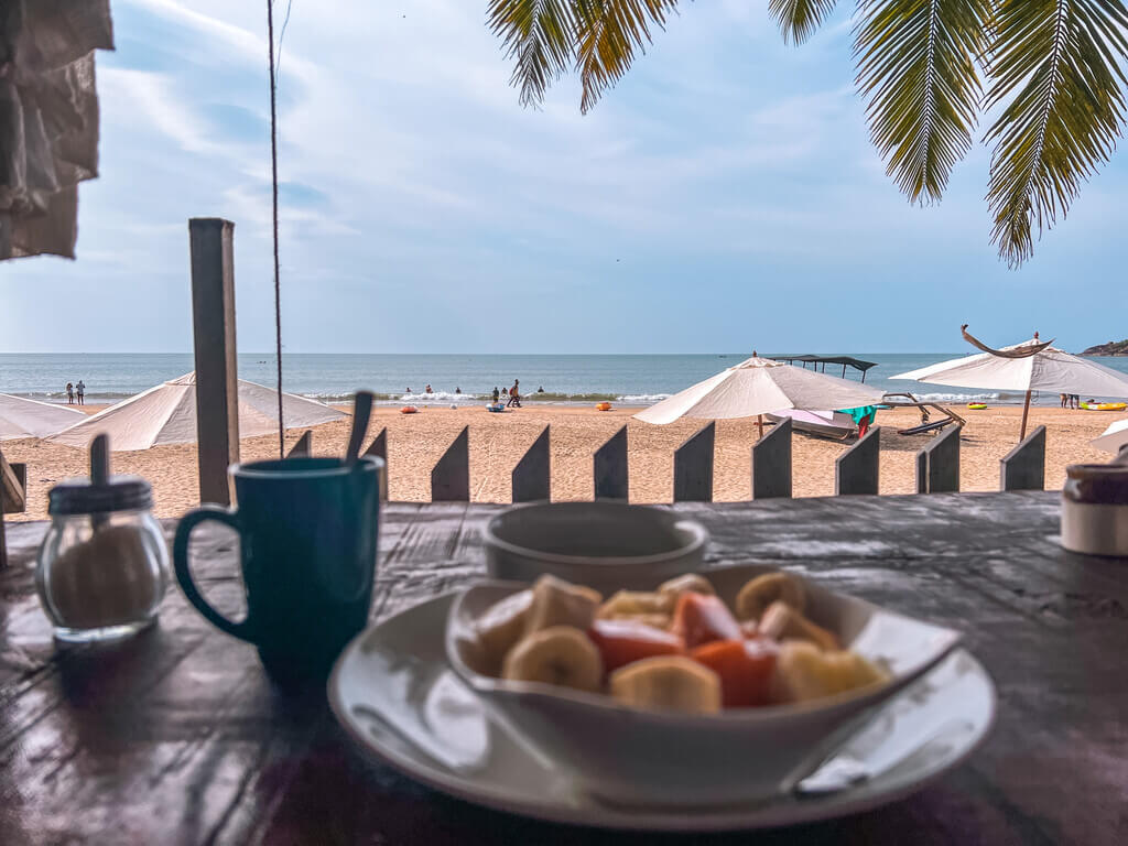 Breakfast at a Palolem beach shack restaurant