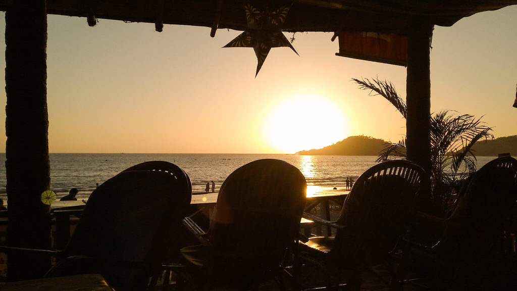 Sunset from a Palolem beach shack