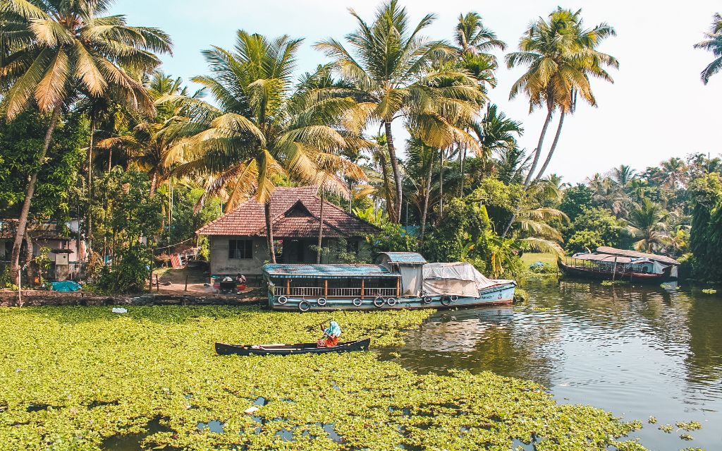 Canoe ride in Alleppey backwaters, Alleppey, Kerala, India