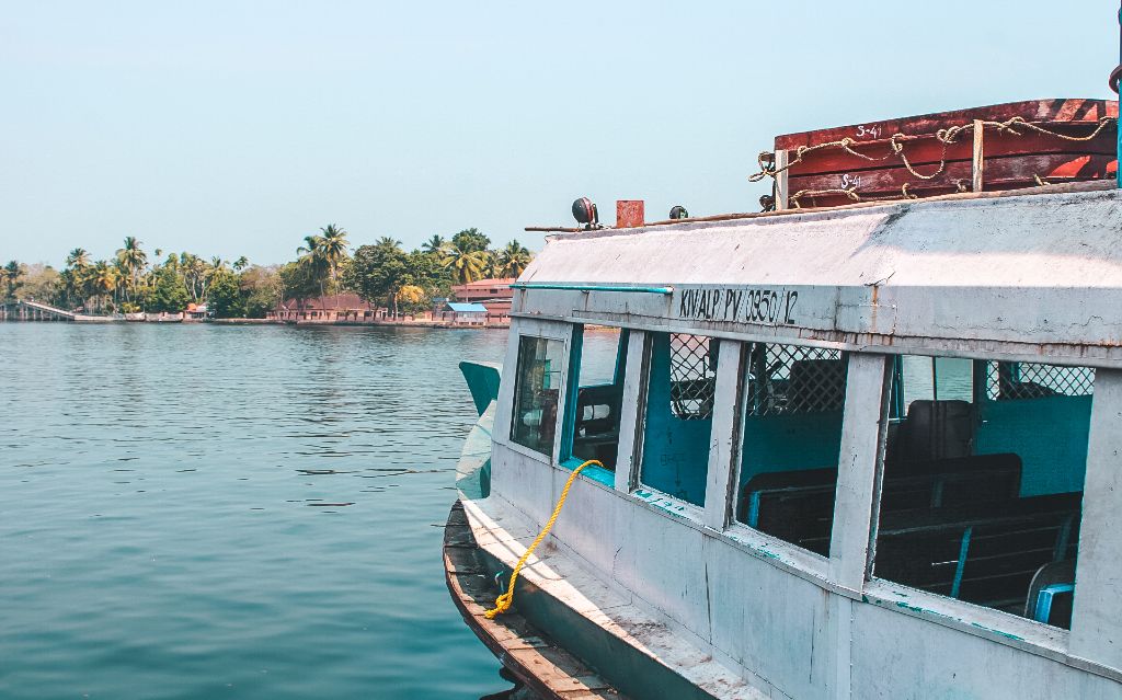 Public ferry in Alleppey backwaters, Alleppey, Kerala, India