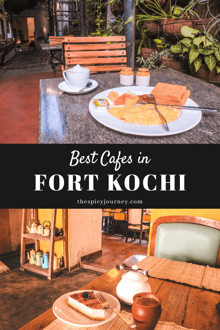 Pinterest graphic for best cafes in Fort Kochi