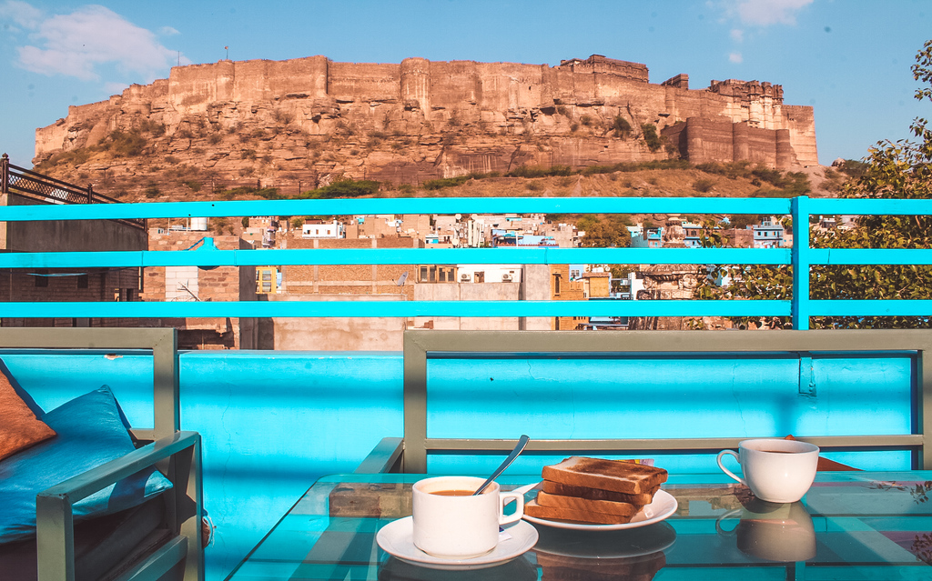 Zostel Jodhpur view of Mehrangarh Fort in Jodhpur Rajasthan