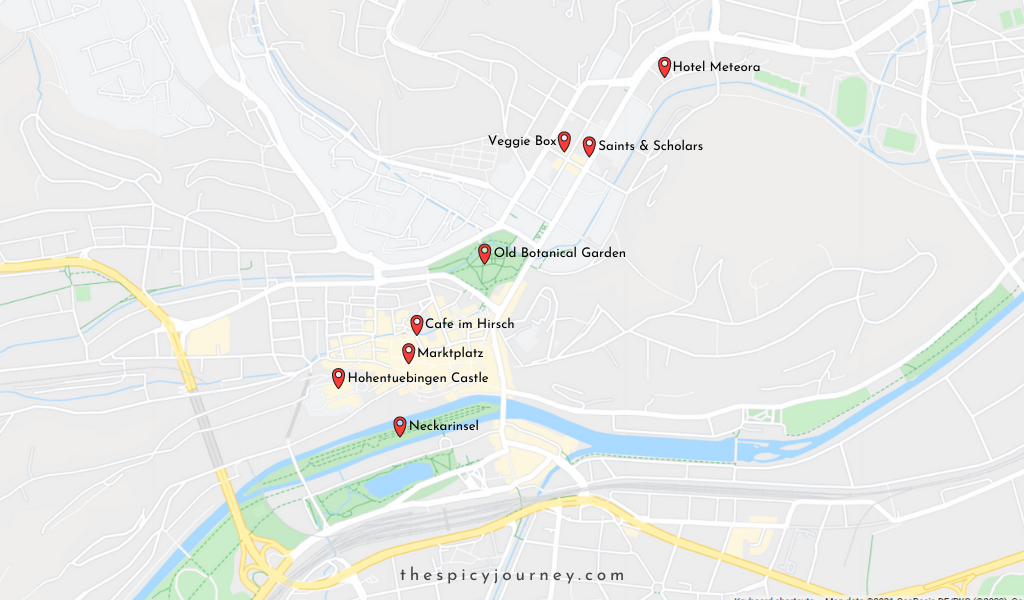 Map of Things to do in Tubingen, Germany in 1 Day