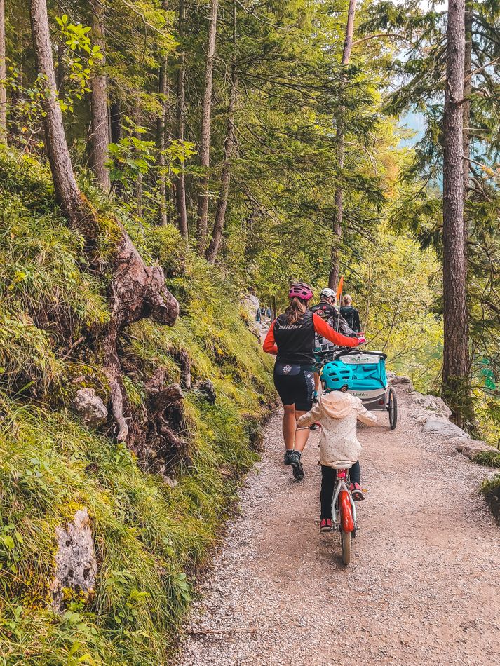 Hiking at Lake Eibsee, Bavaria, Germany