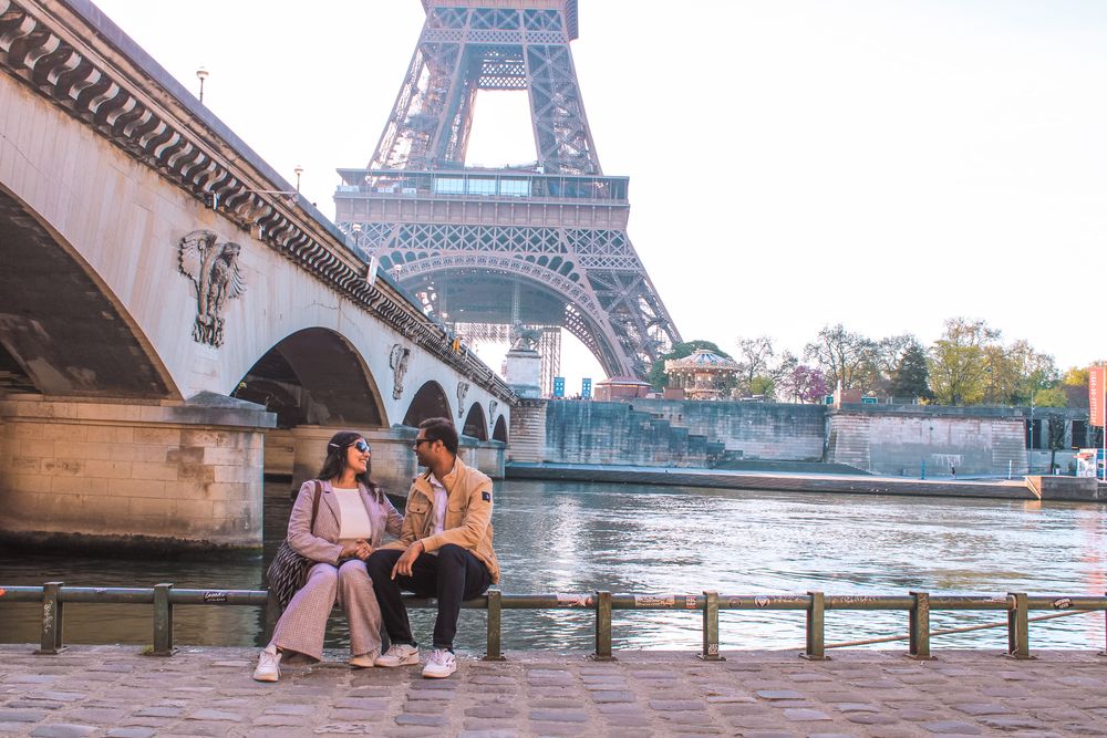 Eiffel Tower viewpoint - Seine next to Pont de Iena in Paris France