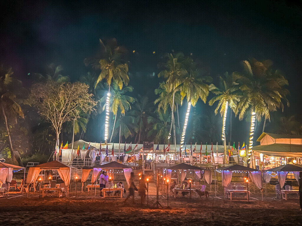 Nightlife at Palolem beach, South Goa, India