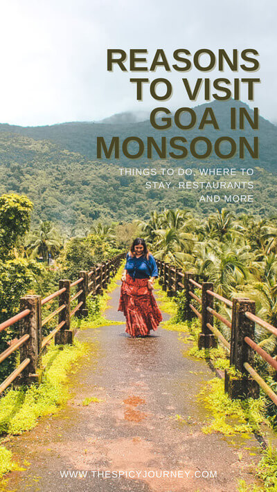 Pinterest graphic for things to do in Goa in the monsoon season - Travel blog by The Spicy Journey