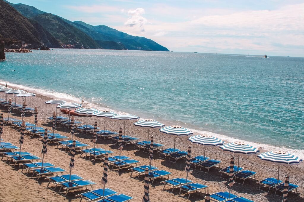 5 towns of Cinque Terre - Monterosso beach town in Cinque Terre, Italy